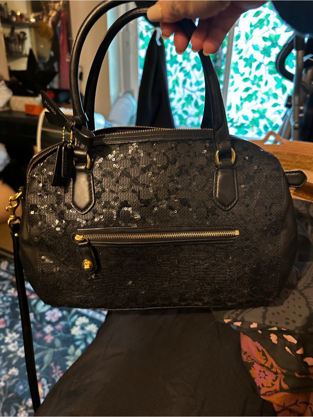 Like new Coach Poppy Signature sequin east west